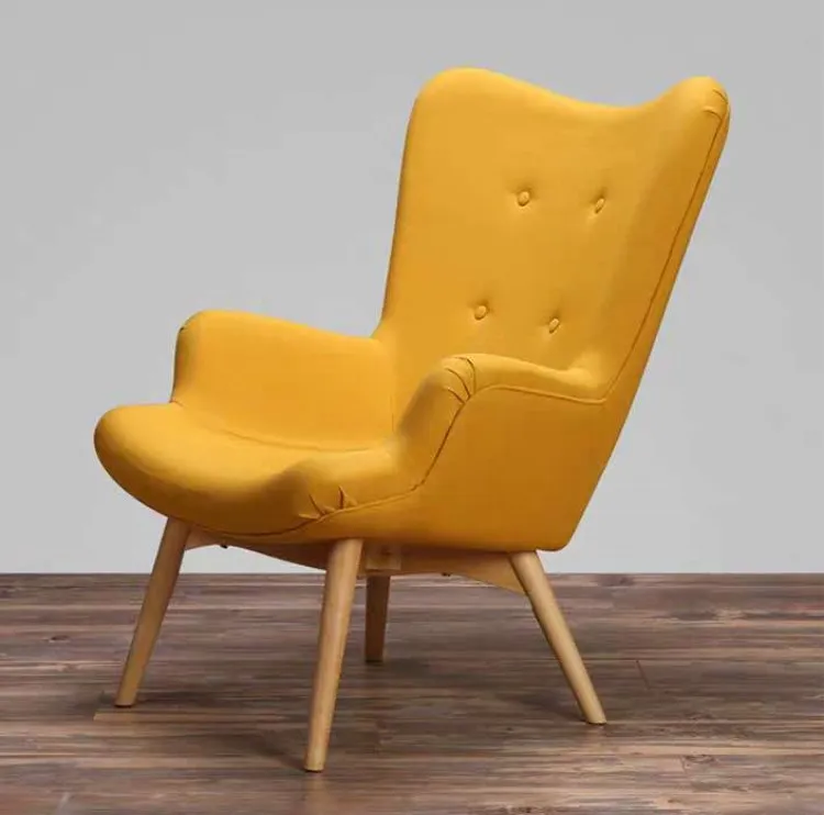 French Style Nordic Hotel Room Single Seater Relaxing Armchair Velvet Fabric Living Room Sofa Chair for Home Furniture