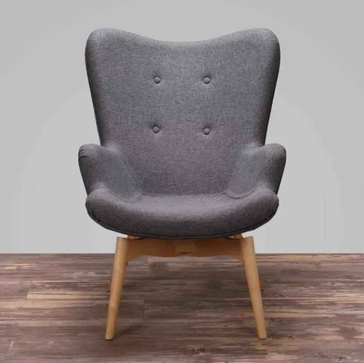 Home Furniture Nordic Fabric Single Seater Armchairs Modern Sofa Lounge Chair with Wooden Legs Living Room Sofa