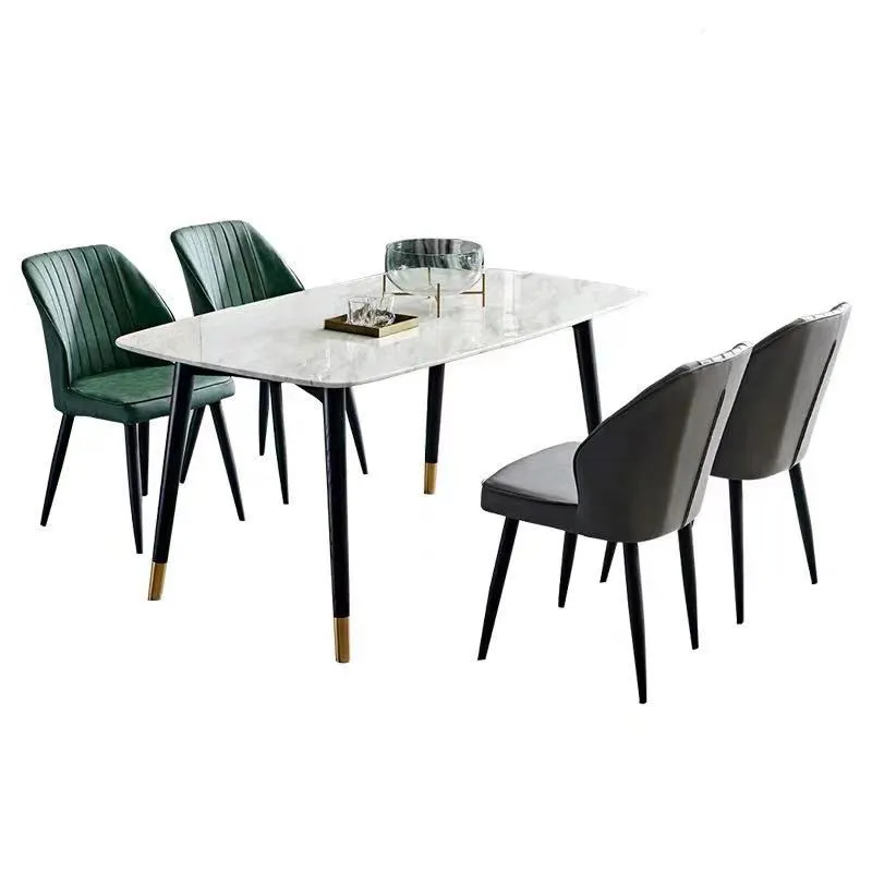 Home Furntiure Modern Style Black Stainless Steel Marble Dining Table