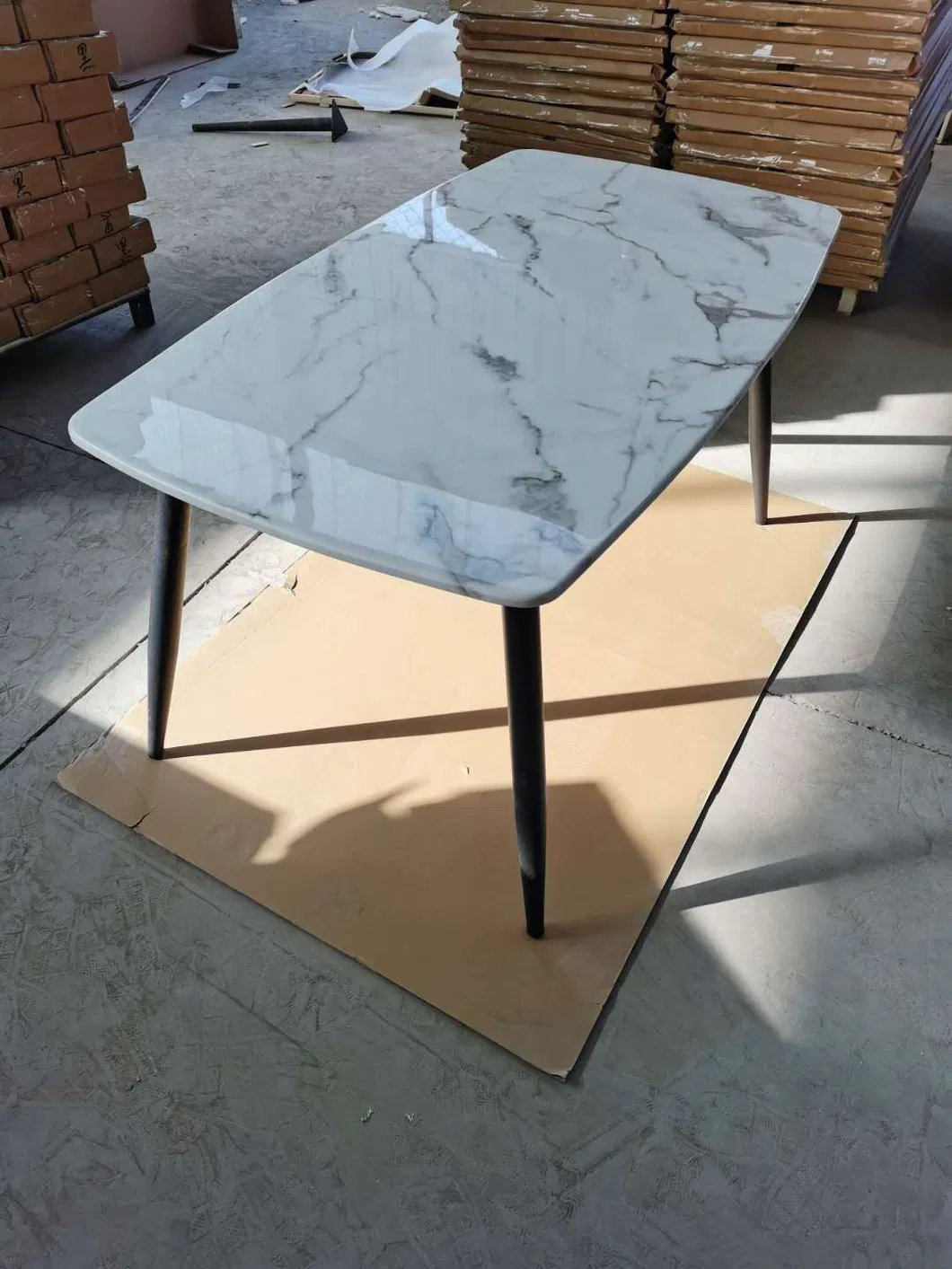 Italian Minimalist Imported Rock Plate Dining Table Small Family Type Dining Table Marble Dining Table for 6 People