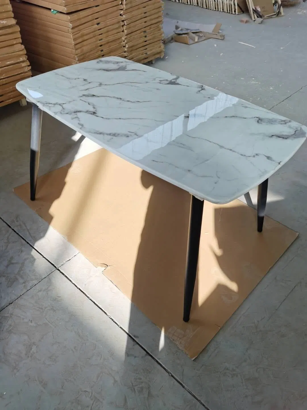 Modern Small Apartment Marble End Table Luxury Antechamber Iron Art Rectangle Tea Apartment Customized Metal Table